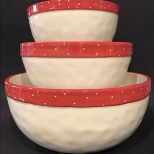 Rae Dunn Christmas red mixing bowl set