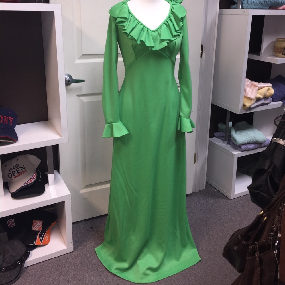 VINTAGE- Green Long Sleeve Dress