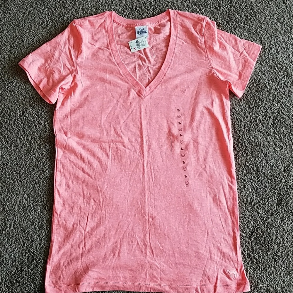 NWT Victoria's secret coral Vneck tee