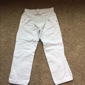 White cropped maternity pants