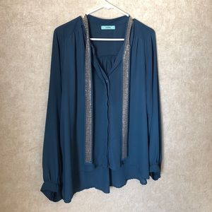 Blue blouse with gold accents