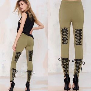 Nasty Gal Tie’s The Limit Lace Up Leggings - Green