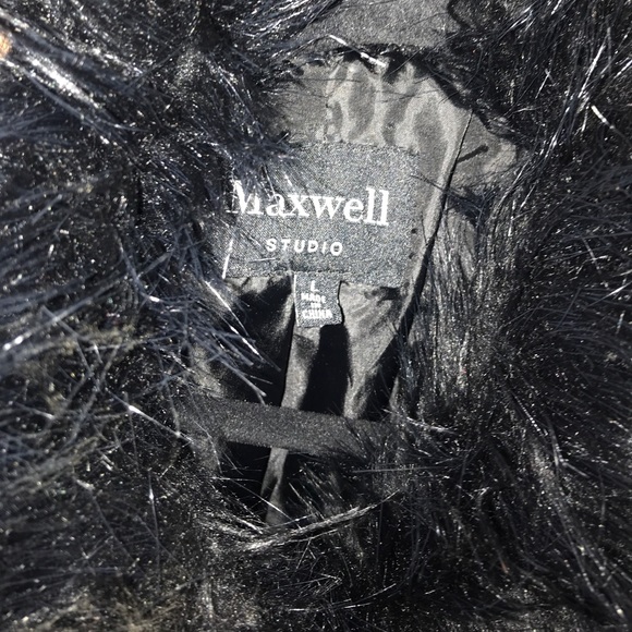 Black leather fur removable collar - Picture 3 of 3