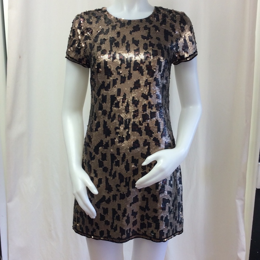 BCBG Maxazria Cheetah Sequined Mini Dress