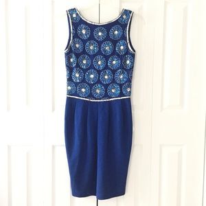 Womens Adrienne Vitadini blue event dress