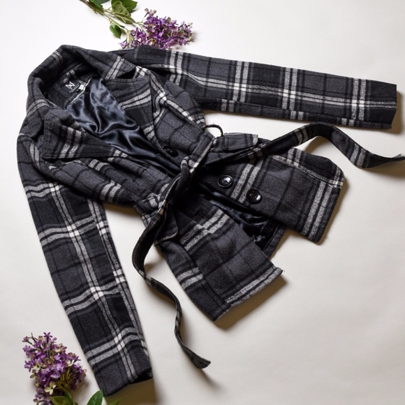 Miss Ashley Jackets & Blazers - MISS ASHLEY Black/White Plaid Jacket Coat - Size S