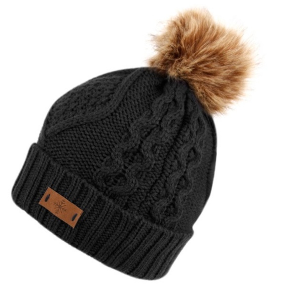 Accessories - Dark Gray Pom Pom Fleece Lined Beanie