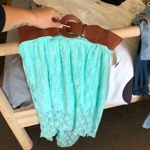 Lace skirt w attached belt