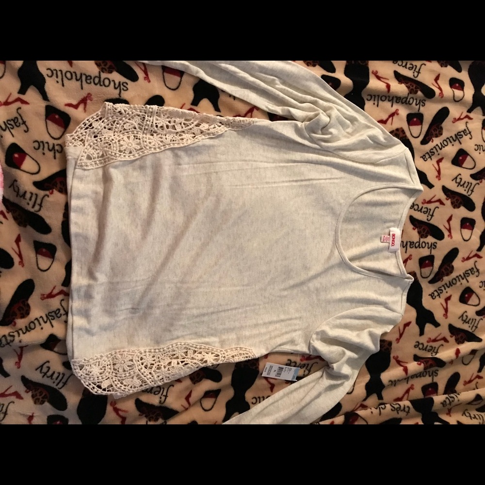 Bongo crochet sides ls knit XL TOP