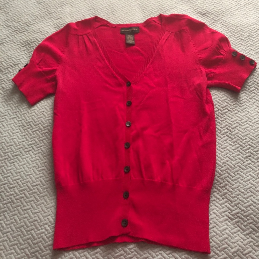 Banana Republic | Short Sleeve Cranberry Cardigan