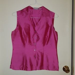 Beautiful dark pink silk sleeveless blouse