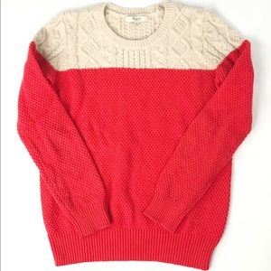 Madewell Colorblock Cableknit Sweater XS EUC!