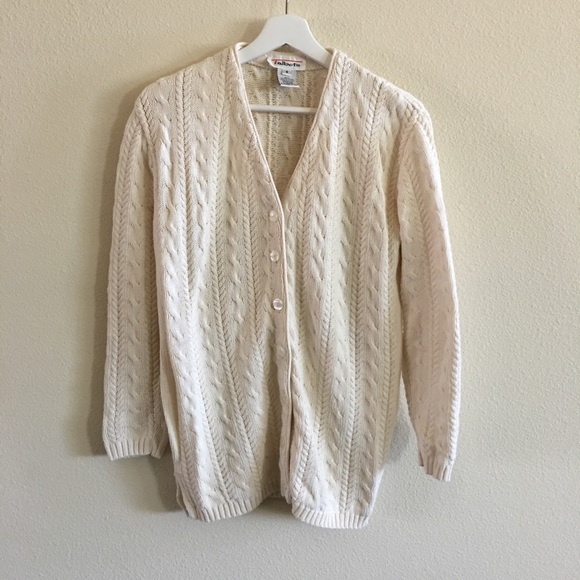 Talbots Cable Knit Button Down Cardigan Sweater - Picture 3 of 5