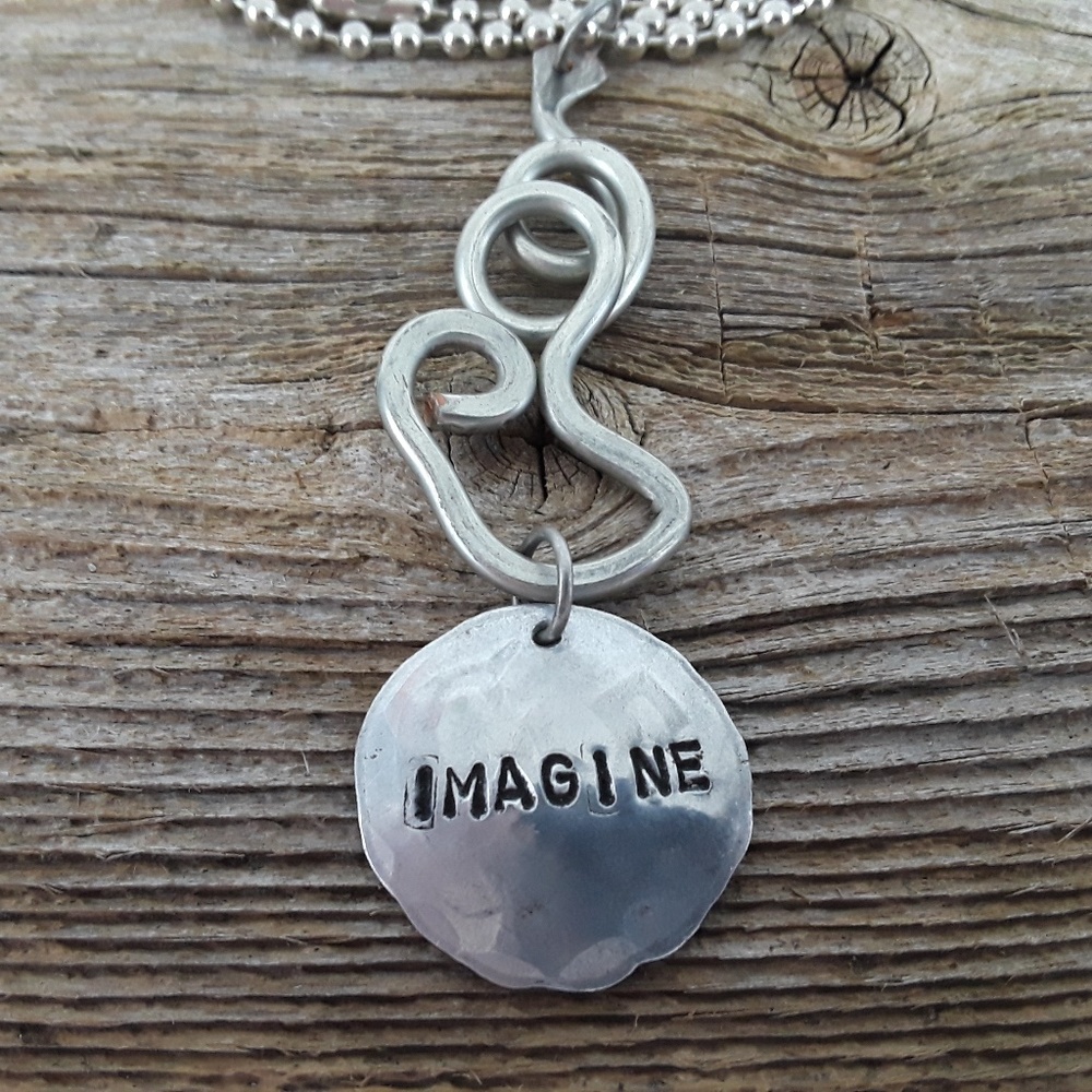 stamped inspiration pendant necklace imagine