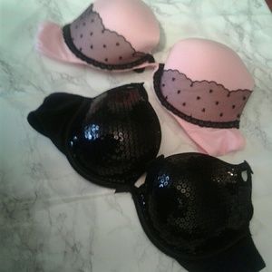 Victorias's Secret 34b pink & black bra duo!