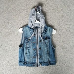 Marezzi Apparel denim vest w/ grey hood