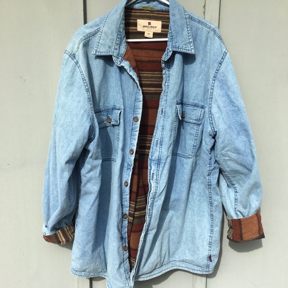 denim shirt jacket with fleece lining