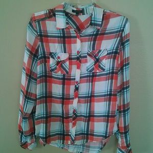 Timing Plaid Button Front Top