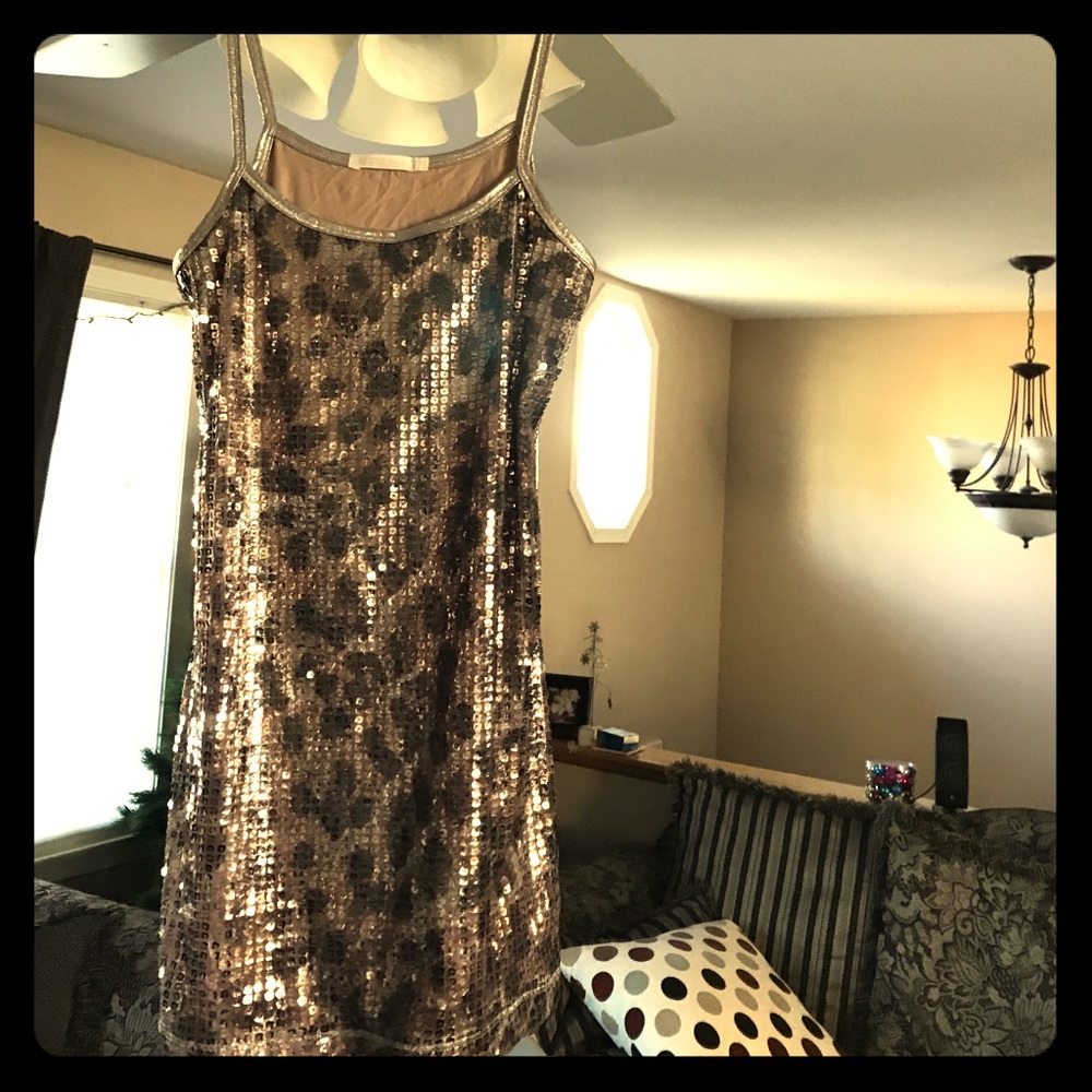 Shimmery leopard print spaghetti strap top