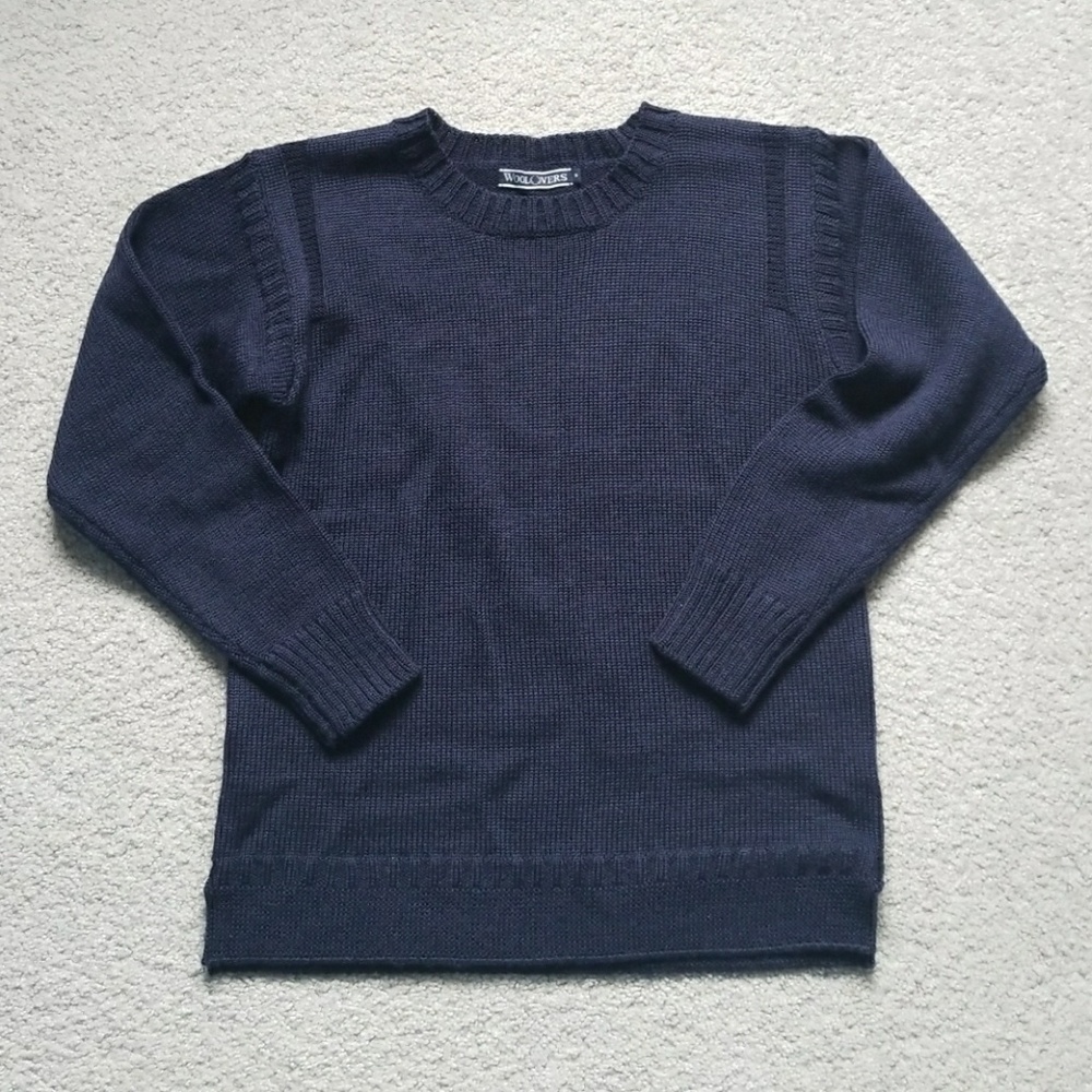 Woolovers women's Guernsey navy pure wool sweater