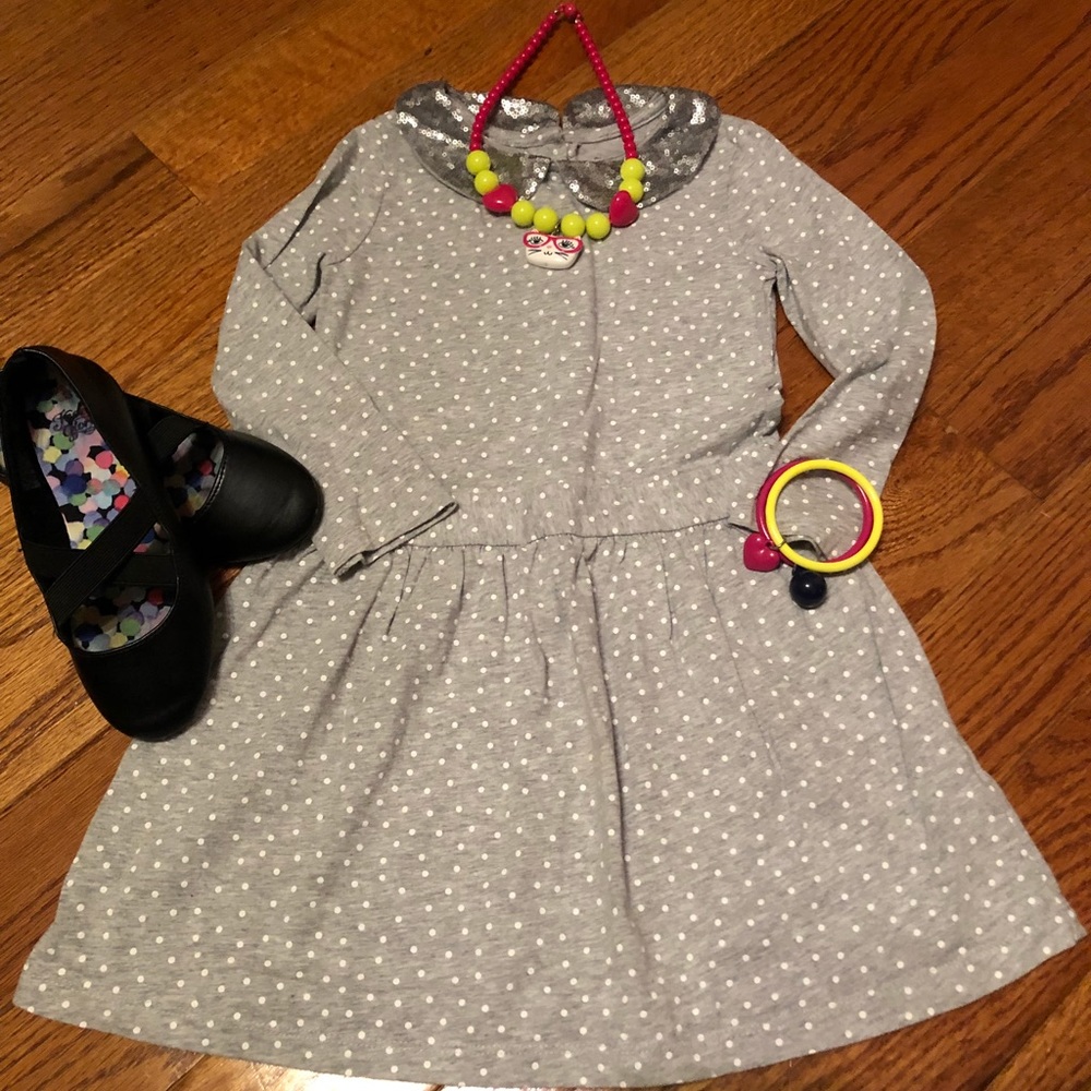 Carters gray w/white polka dots Dress