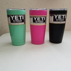 6 20oz. Ramblers. 2 pink, 2 blue, mint, and black.