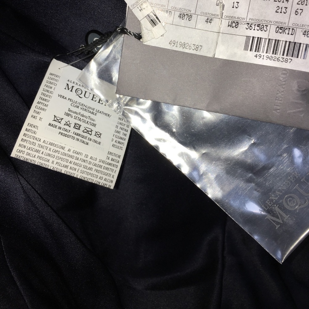 SOLD ALEXANDER MCQUEEN BLACK AQUA LEATHER JACKT 44 - Picture 8 of 8