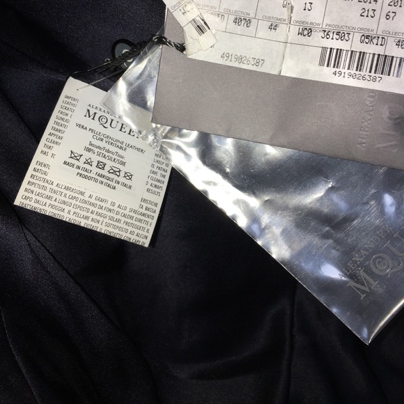 SOLD ALEXANDER MCQUEEN BLACK AQUA LEATHER JACKT 44 - Picture 8 of 8