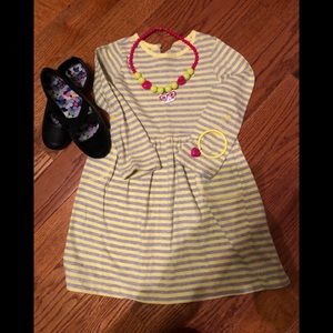 Like New Carters brand yellow & gray striped dress