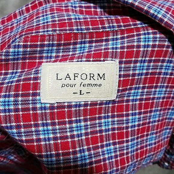 🔖LA FORM red & blue plaid shirt - Picture 4 of 8