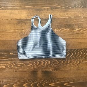 High neck striped bikini top