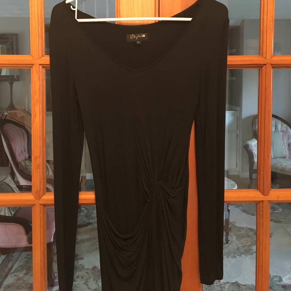 BOGO FREE: New black side ruched midi dress knot