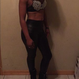 High waisted black liquid leggings.