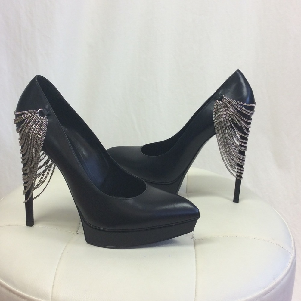 Saint Laurent Janis 105 Chain Black Platform Pump