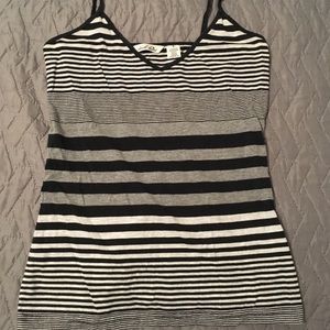 NWOT black and white striped tank top