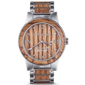 NWT Original Grain Silver & Wood 47mm Mens Watch