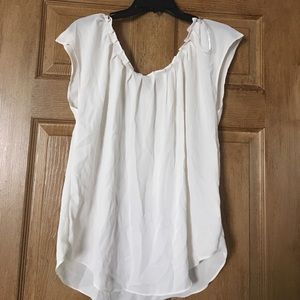 LC cream chiffon pleated top