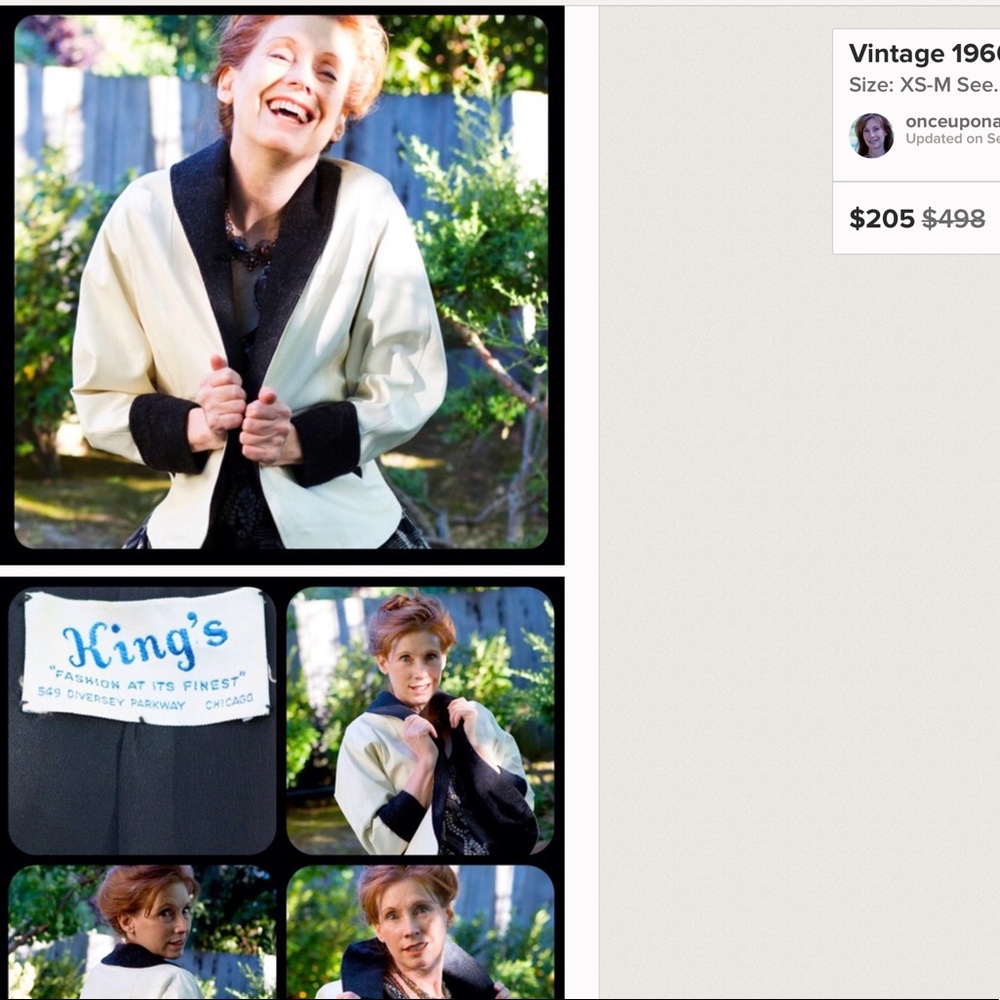 ❤️Beautiful 1960’s style white leather jacket