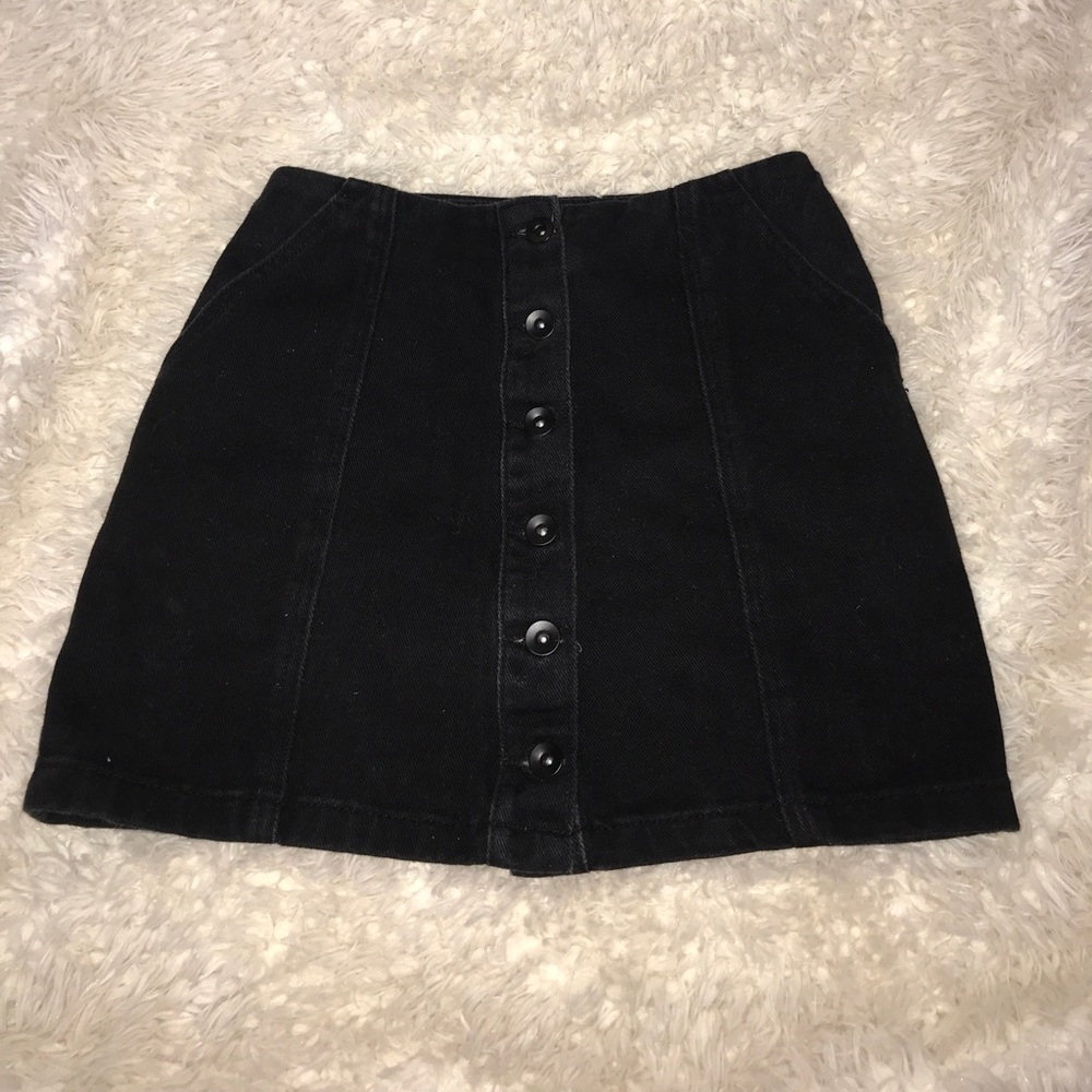 Black button up jean skirt