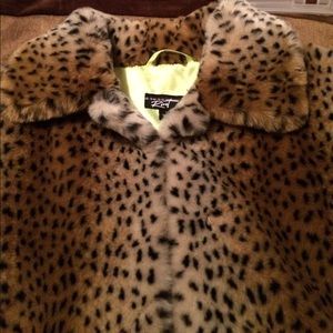 Animal print fur jacket