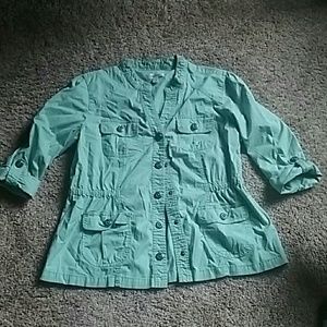 Seafoam green, Dress Barn, Large Button Down Shirt