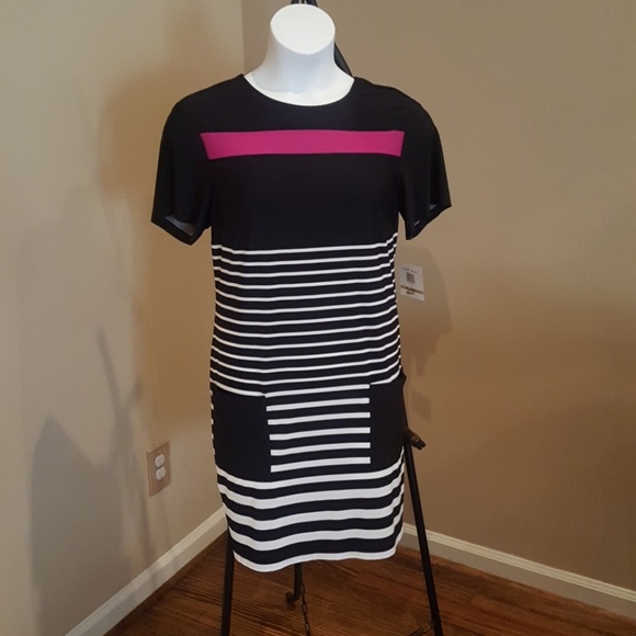 Women's  Navy blue and white striped Dress - Picture 1 of 3
