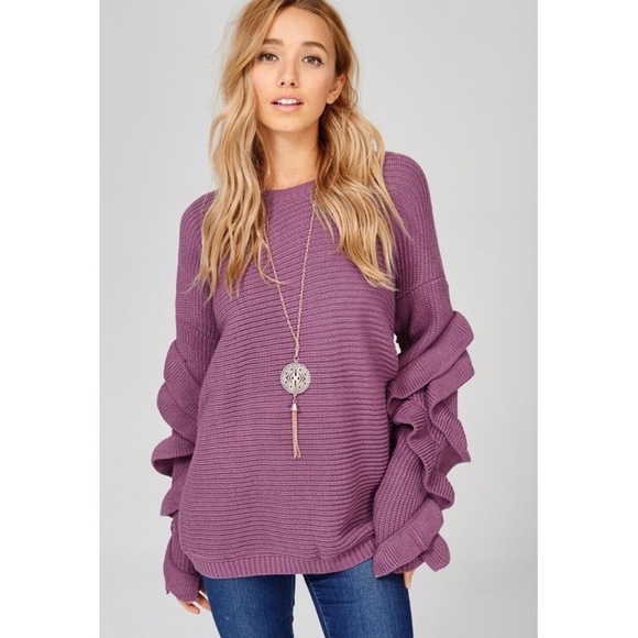 Teal Ruffle Sleeve Sweater - Picture 8 of 8