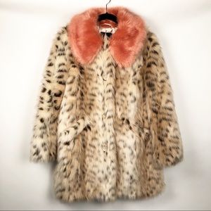 asos pink leopard coat