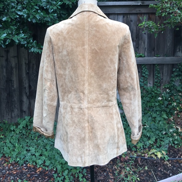 Jones New York Beige Genuine Leather Suede Jacket - Picture 2 of 8