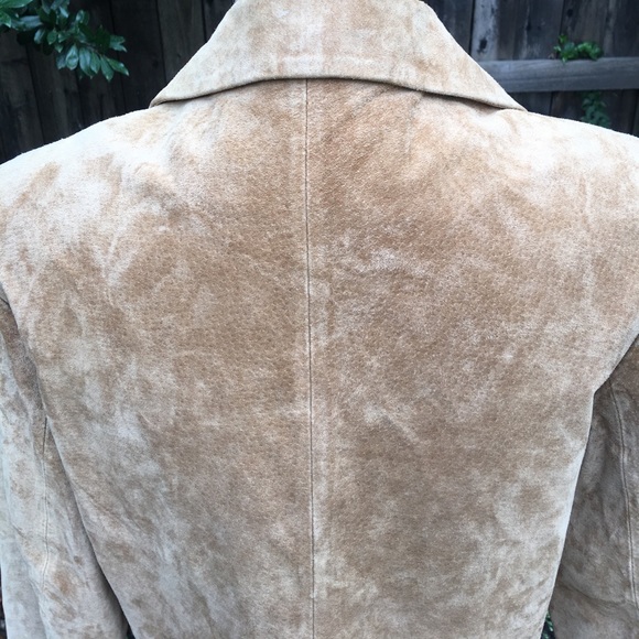Jones New York Beige Genuine Leather Suede Jacket - Picture 3 of 8