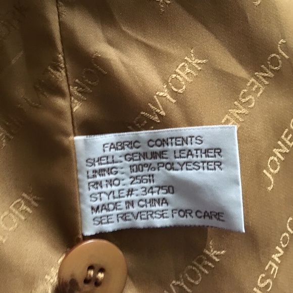 Jones New York Beige Genuine Leather Suede Jacket - Picture 8 of 8