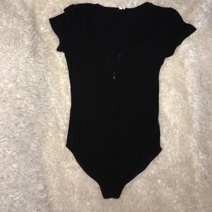 Black zip up body suit