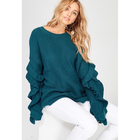 Lilac Ruffle Sleeve Sweater - Picture 8 of 8