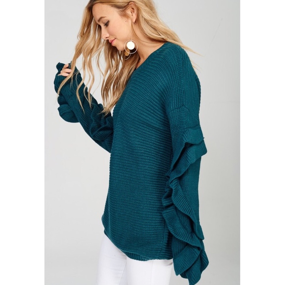 Lilac Ruffle Sleeve Sweater - Picture 2 of 8